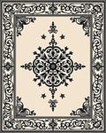 Ornate Black Floral Medallion Design Rug
