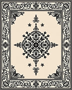 Ornate Black Floral Medallion Design Rug