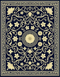 Classic Floral Scroll Border Design Rug