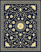 Classic Floral Scroll Border Design Rug