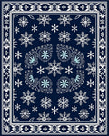 Dark Blue Snowflake Winter Mandala Rug