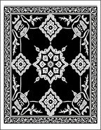 Black White Ornate Floral Mandala Rug