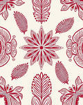 Intricate Red Floral Leaf Pattern Rug