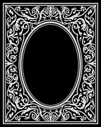 Ornate Black White Floral Scroll Rug