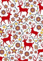 Red Deer Festive Flower Garland Rug