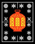 Red and Yellow Lantern Snowflake Frame Rug