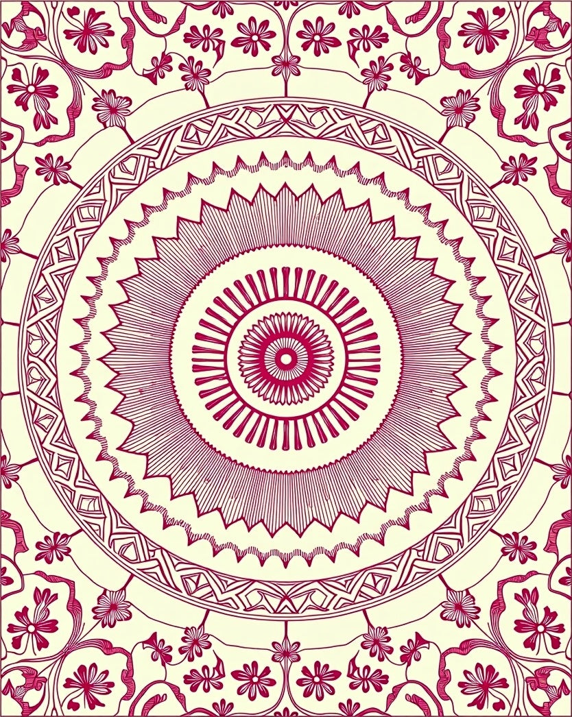 Mandala Design With Floral Accents Rug