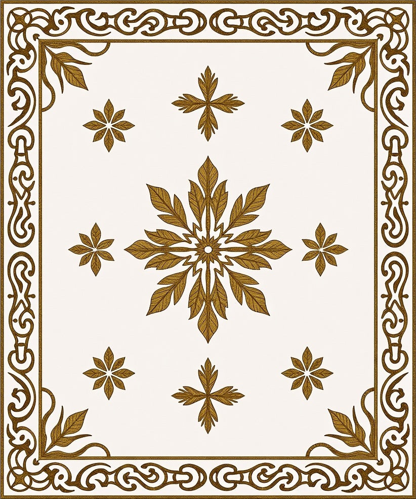 Ornamental Floral Leaf Medallion Rug