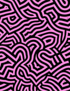 Pink Black Abstract Maze Pattern Rug