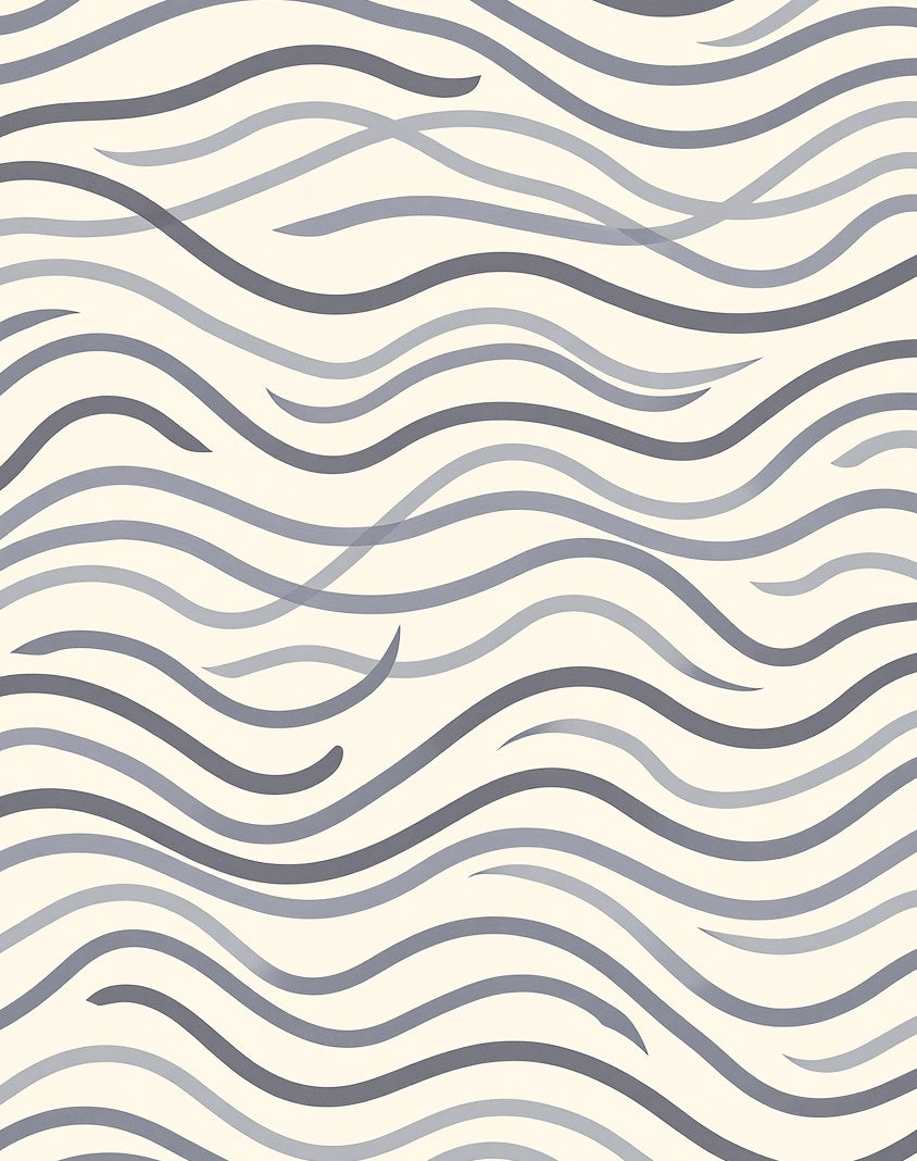 Modern Wavy Gray Stripes Rug