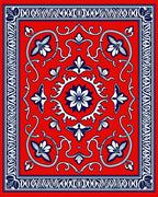 Classic Floral Bordered Red Rug