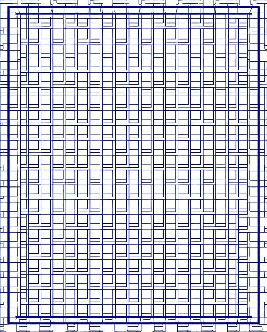 Bold Blue Interlocking Square Pattern Rug