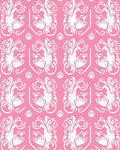Ornate White Floral Pattern On Pink Rug