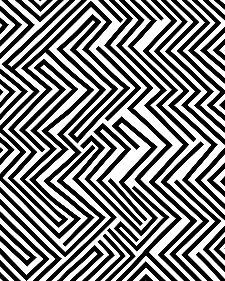 Bold Black And White Geometric Maze Rug