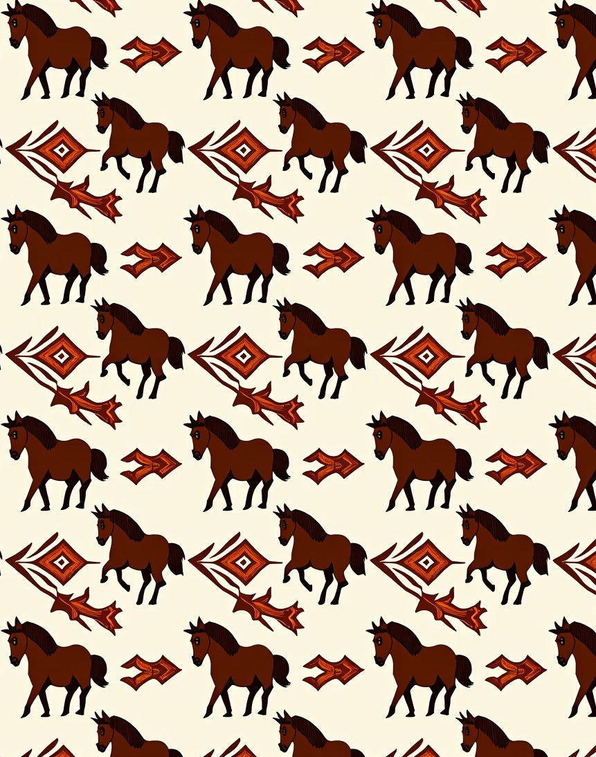 Earthy Horse Tribal Pattern Design Rug