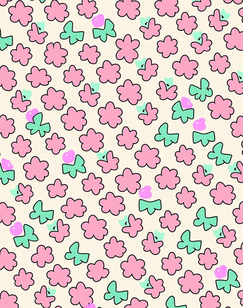 Playful Pink Teal Floral Pattern Rug