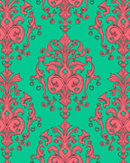 Coral Flourish Damask Pattern Rug