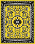 Bold Yellow Floral Geometric Pattern Rug