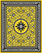 Bold Yellow Floral Geometric Pattern Rug