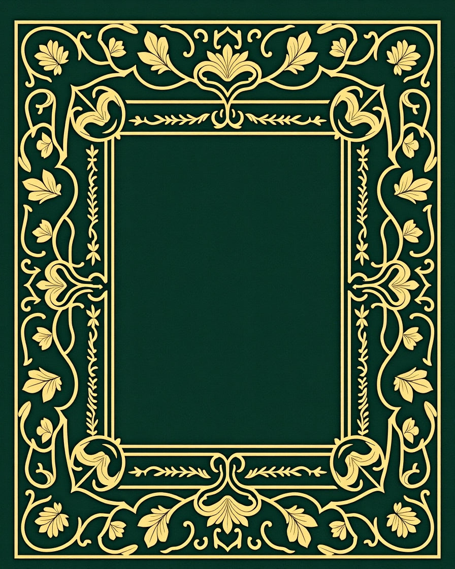 Ornate Golden Floral Border Design Rug
