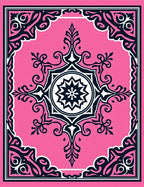 Ornate Pink Black Floral Mandala Rug