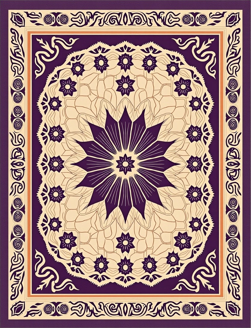 Elegant Mandala Flower Geometric Pattern Rug