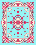 Vibrant Floral Scroll Border Rug