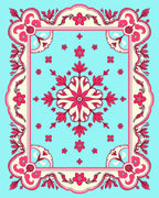 Vibrant Floral Scroll Border Rug
