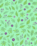 Green Purple Floral Leaf Pattern Rug