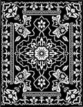 Ornate Floral Abstract Black and White Rug