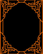 Orange Geometric Ornate Frame Rug