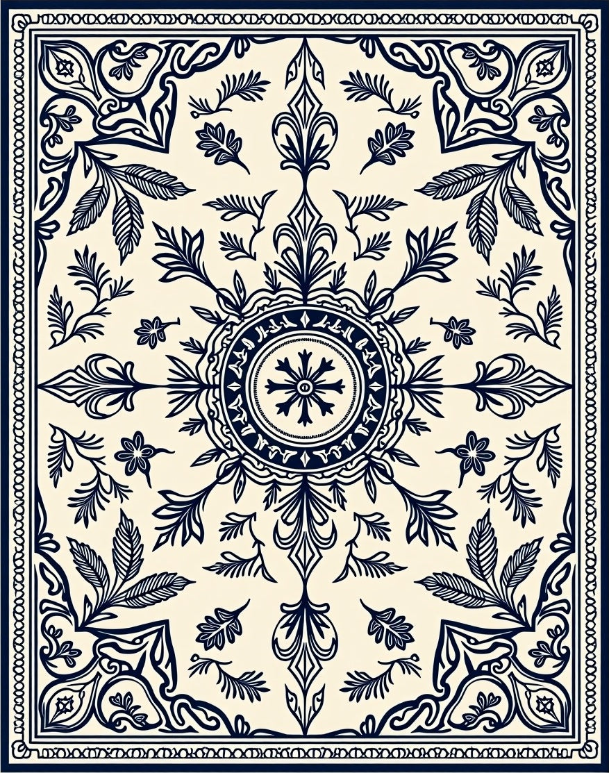 Classic Floral Mandala Pattern Rug