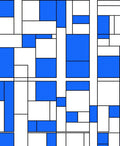 Blue White Geometric Composition Rug