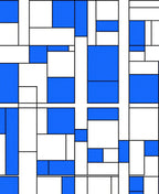Blue White Geometric Composition Rug