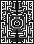 Abstract Black White Maze Pattern Rug