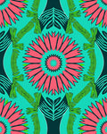 Vibrant Teal Floral Mandala Pattern Rug