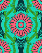 Vibrant Teal Floral Mandala Pattern Rug