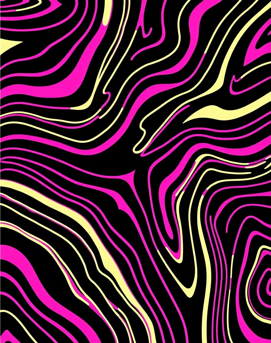 Vibrant Pink Yellow Swirl Design Rug