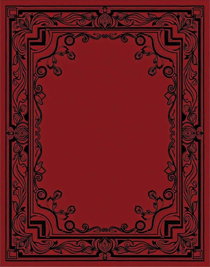 Ornate Floral Scrollwork Border Design Rug