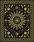 Golden Sunburst Botanical Border Rug
