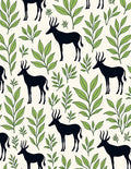 African Antelope and Leaf Pattern Rug