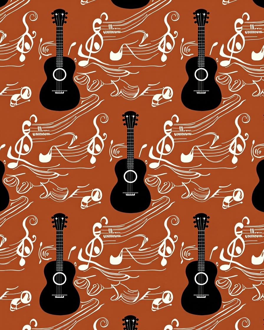 Musical Guitar Notes Pattern Rug