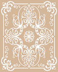 Tan Ornate Scrollwork Pattern Rug