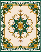 Emerald And Gold Floral Centerpiece Rug