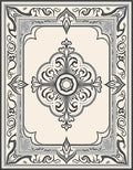 Monochromatic Vintage Floral Symmetry Rug