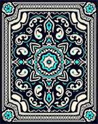 Midnight Blue Floral Medallion Pattern Rug