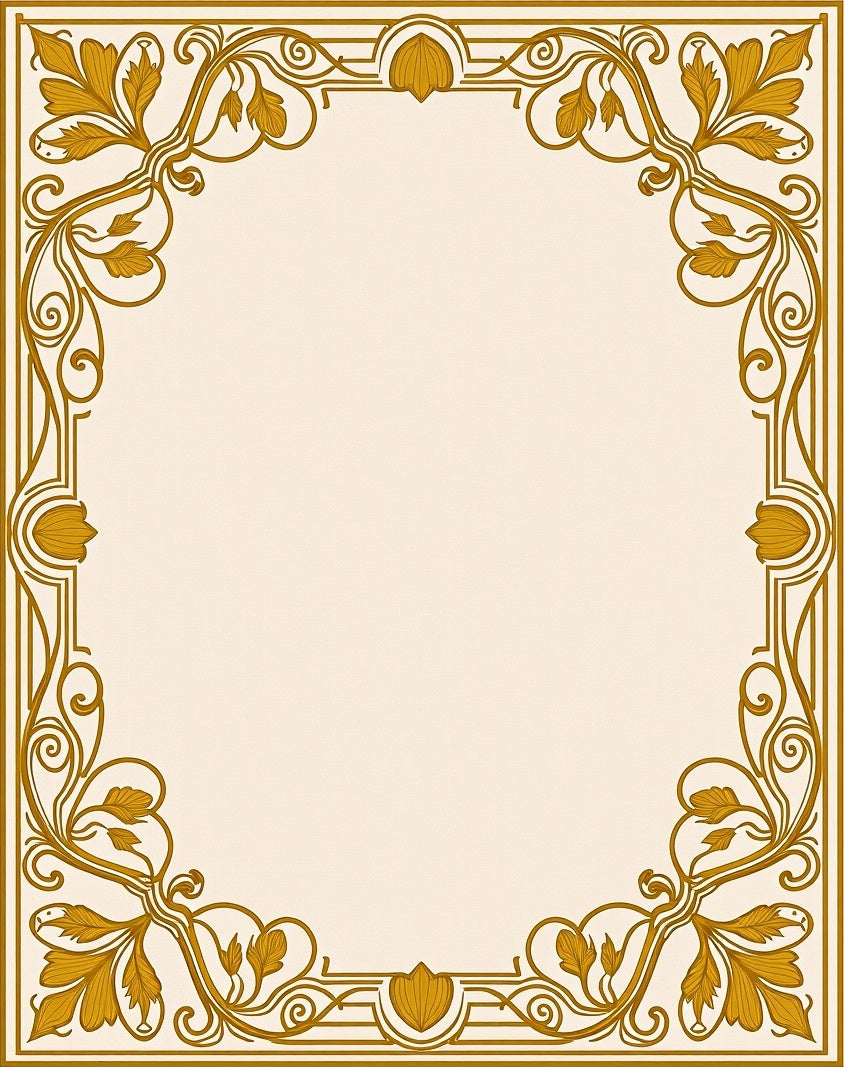 Gold Floral Swirl Art Nouveau Rug