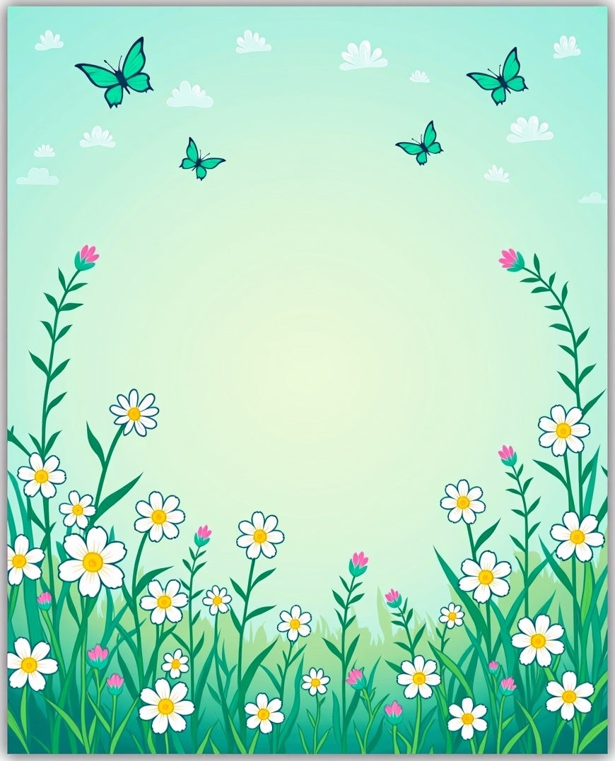 Spring Meadow Floral Butterfly Design Rug