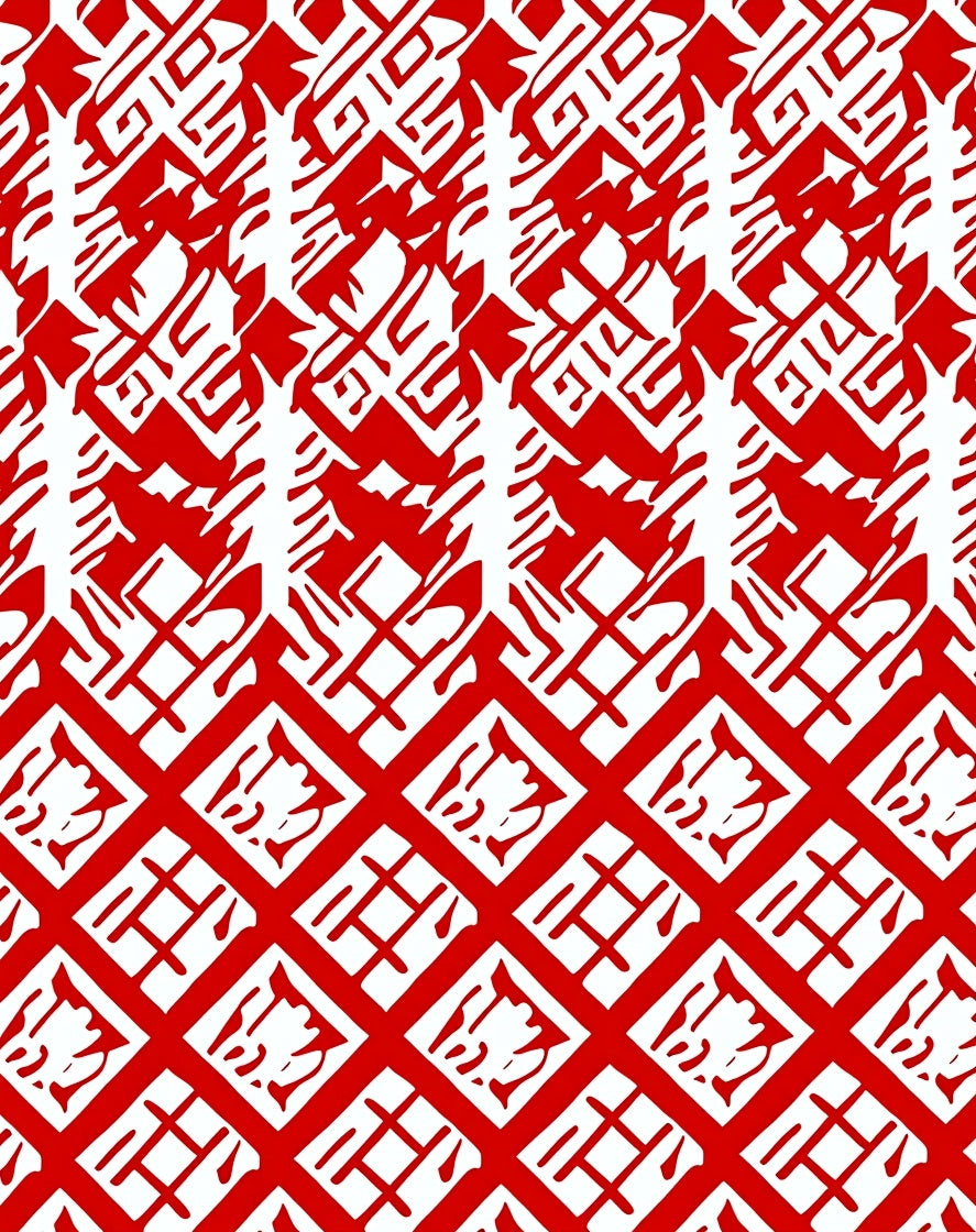 Red White Intersecting Geometric Design Rug