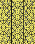 Bold Black Swirls on Yellow Background Rug